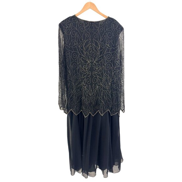 Jean for Joseph LeBron Black Gold Beaded Long Gown Dress Size 26W 4X New Wedding - Picture 5 of 9